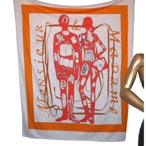 Hermès “Monsieur et Madame” Jersey Scarf - Grey/Orange/Red (2012 Edition)